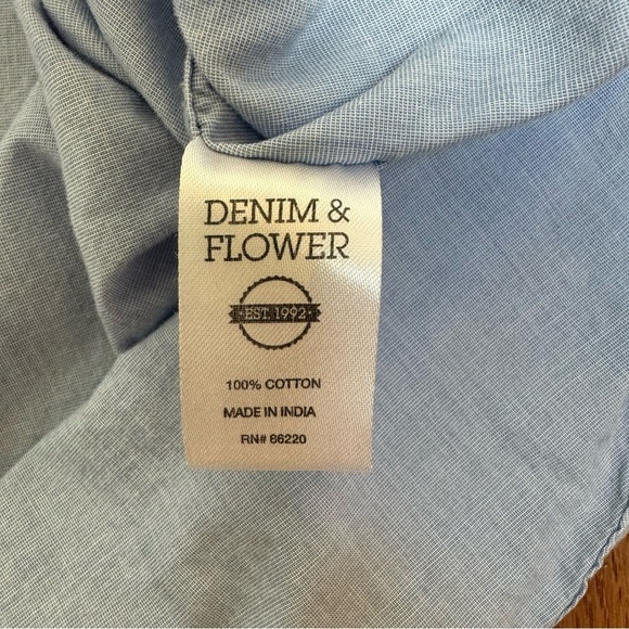 Denim & Flower Ricky Singh Short Sleeve Button Down Shirt Blue Size Large - Picture 4 of 8